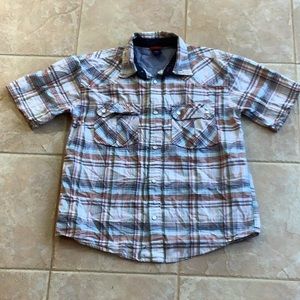 💥 Gap kids so 12 XL plaid snap up short sleeve shirt
